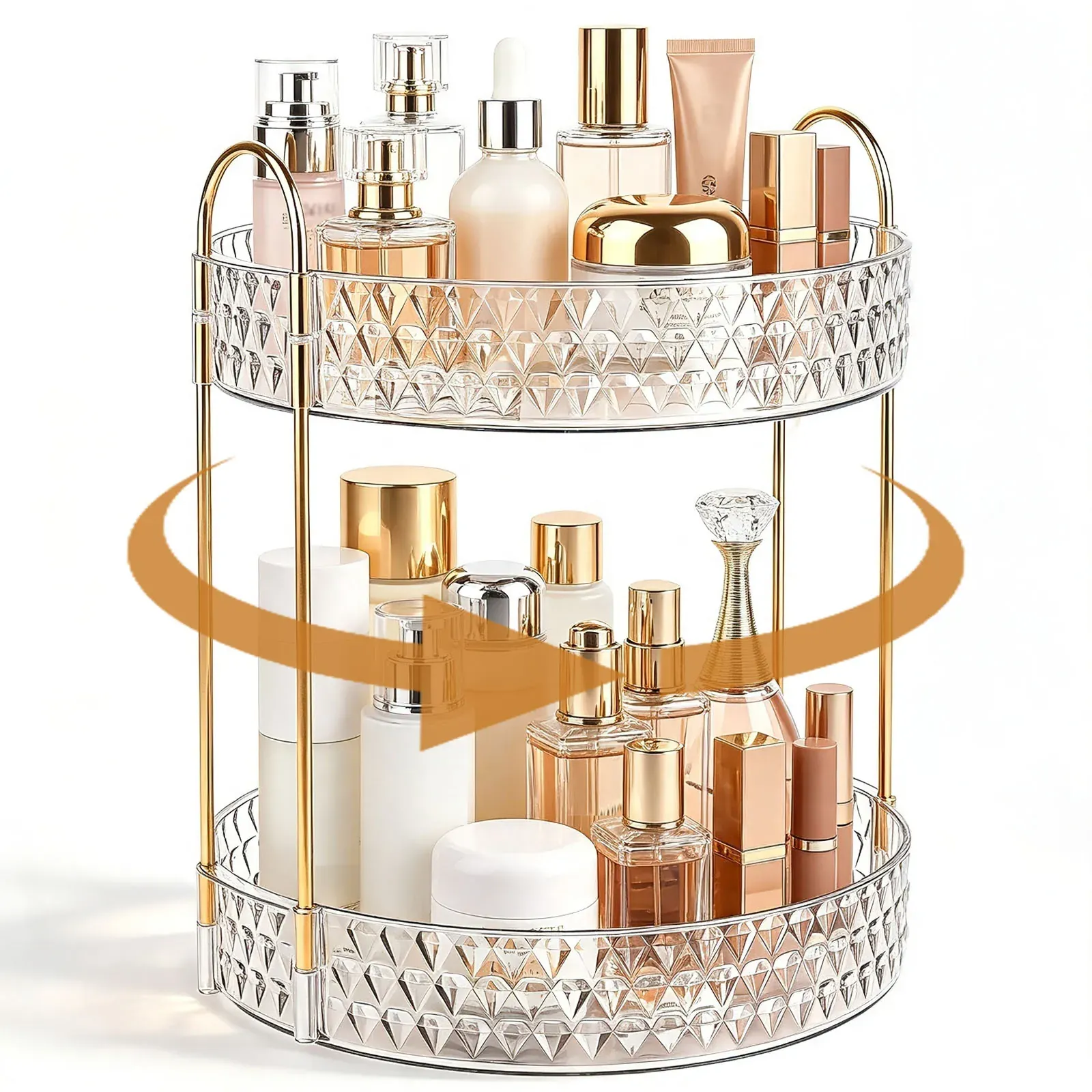 2-Tier 360° Rotating Acrylic Makeup and Skincare Organizer (2-Pack)